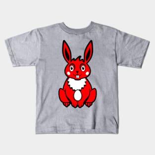 Red Colored Easter Bunny Kids T-Shirt